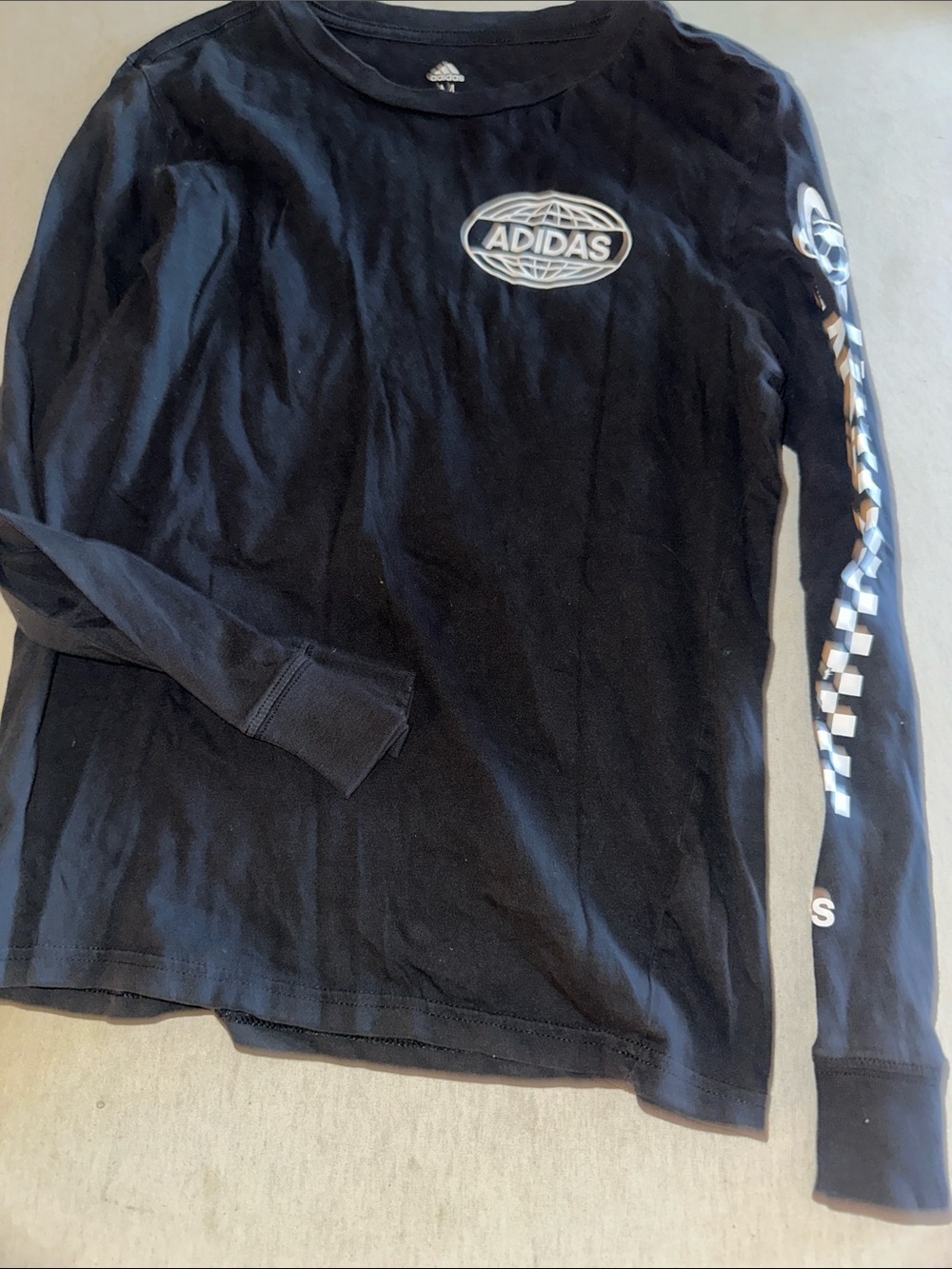 Kids Size M adidas Black Long Sleeve 'Going Galactic' Graphic Tee